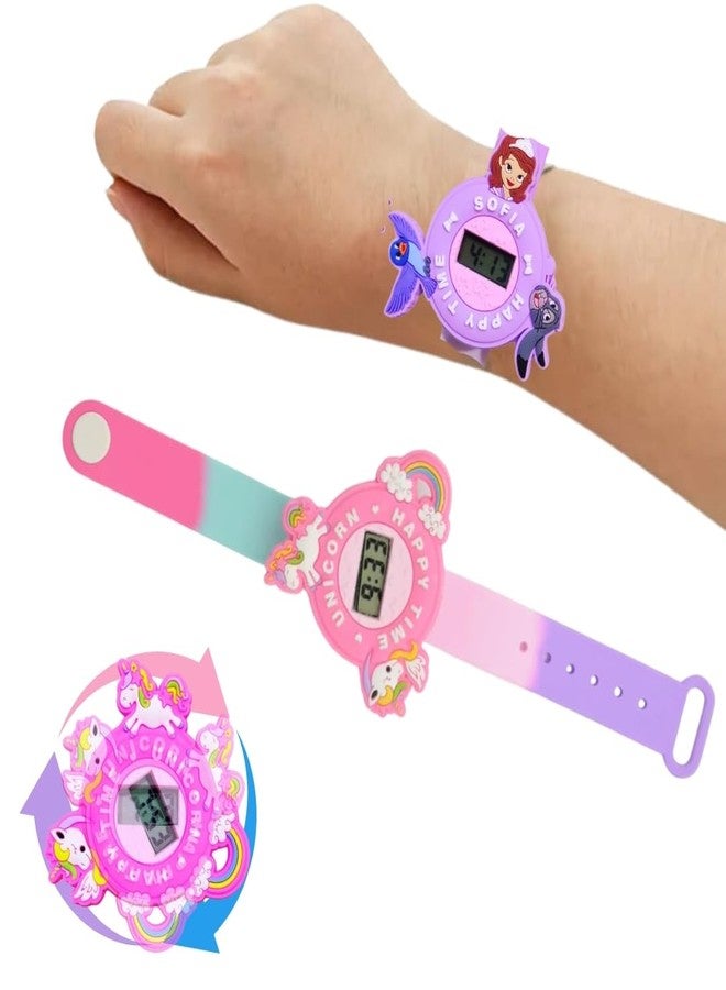 بلس بوينت سواران للأطفال من PLUSPOINT بتصميم كرتوني، مناسبان للأولاد والبنات، سوار دوار لطيف مع ساعة رقمية دوارة، هدية رائعة لأعياد الميلاد أو كهدية تذكارية. - Image 3